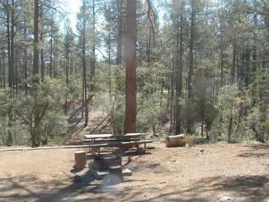 A campsite at Hilltop Campground.